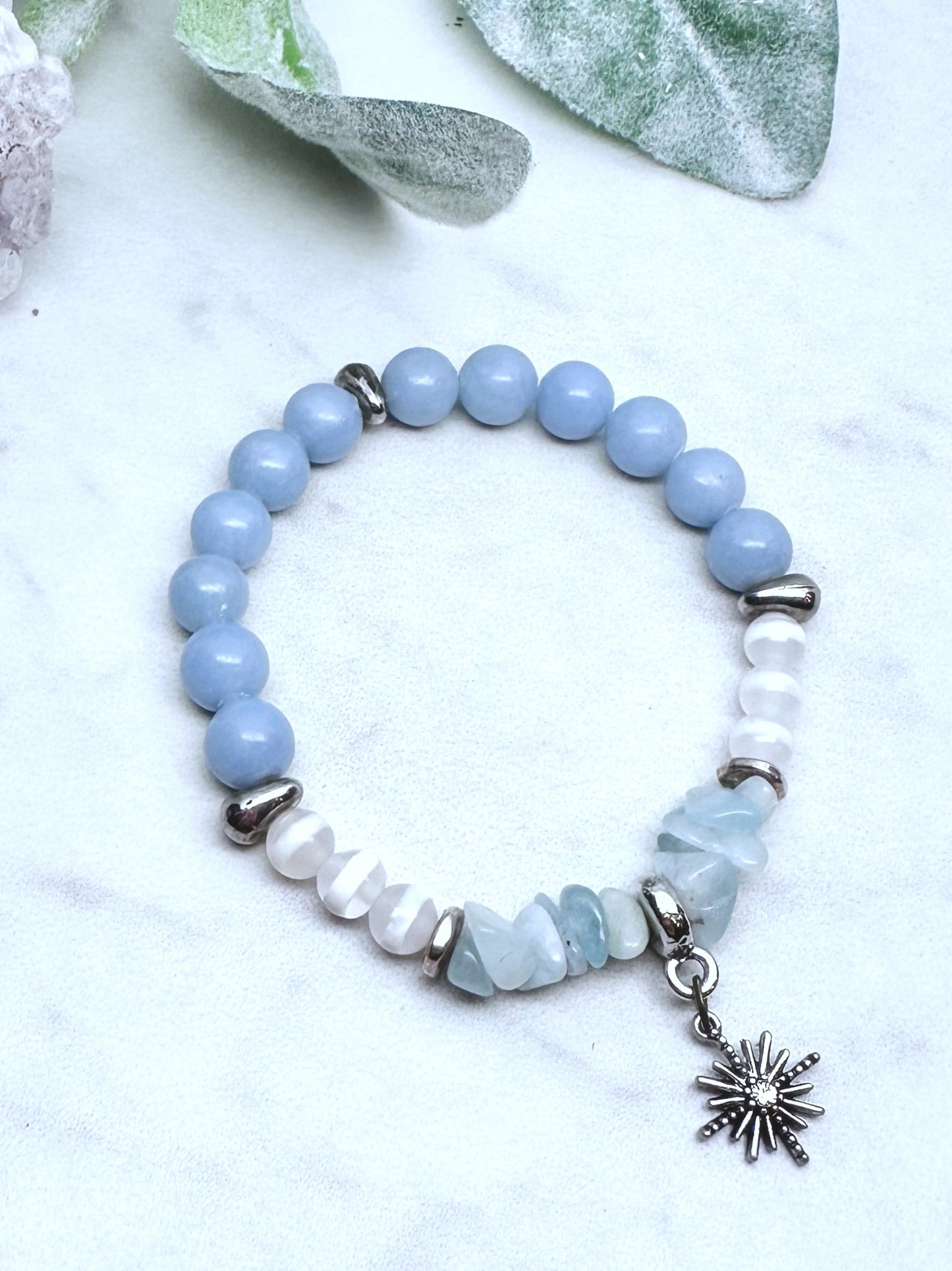 Icy Blue North Star Stretch Bracelet